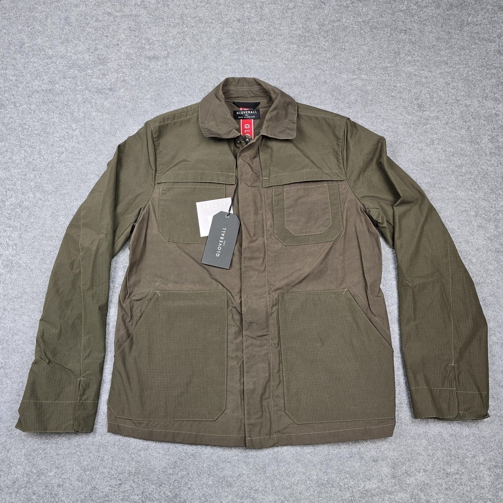 Gloverall Jacket Mens Medium Green Fred Waxed Canvas Military Zip Pockets New‎
